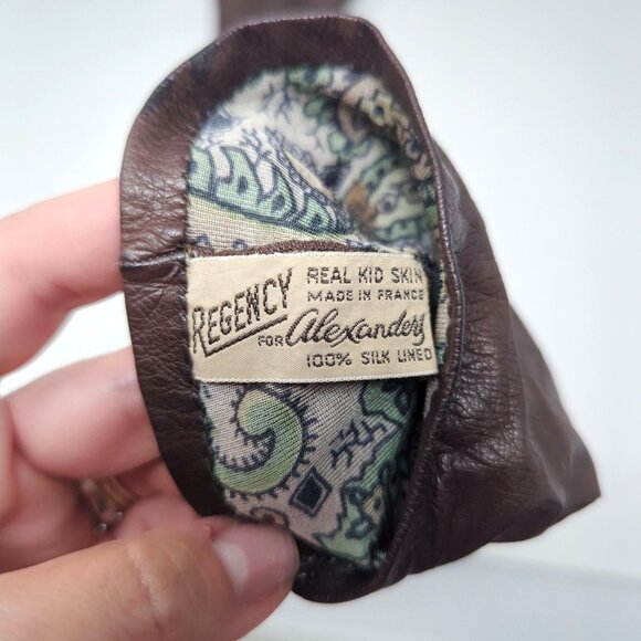 Vintage Regency Brown Gloves Small Mid Real Kid - Picture 8 of 8
